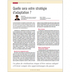 Quelle sera votre stratégie d'adaptation